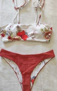 NWT Bandeau Bikini Set Reversible Bottoms